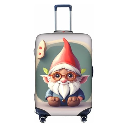 HJLUUFT Niedlicher Zwerg auf Reisen mit Stil, maßgeschneiderte Gepäckabdeckung, personalisieren und finden Sie Ihren Koffer mühelos, Kofferabdeckung, weiß, XL von HJLUUFT