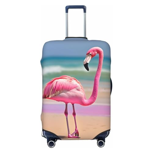 HJLUUFT One Pinks Flamingo on Beach Print Kofferhülle Schutz Reisegepäckhülle Koffer waschbar Gepäckhüllen Anti-Kratzer, Schwarz , XL von HJLUUFT