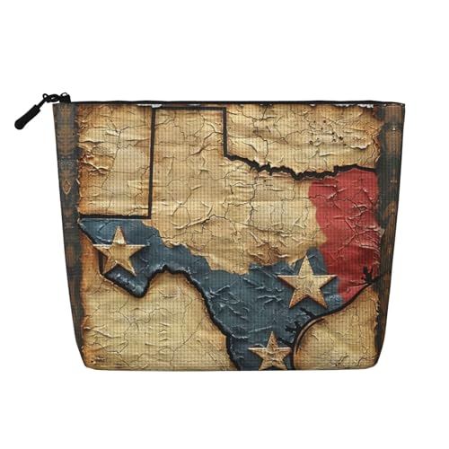 HJLUUFT Reise-Make-up-Tasche mit Texas-Aufdruck, Kosmetik-Organizer, große Kapazität, Make-up-Tasche, Kulturbeutel für Damen, Schwarz, Einheitsgröße von HJLUUFT