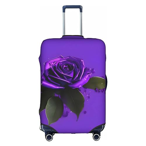 HJLUUFT Reisegepäckhülle, Motiv: lila Rose, maßgeschneidert, personalisierbar und finden Sie Ihren Koffer mühelos, Kofferhülle, weiß, L von HJLUUFT