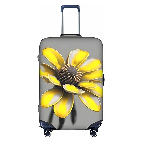 HJLUUFT Reisegepäckhülle, gelb-graue Blume, maßgeschneiderte Gepäckabdeckung, personalisieren und finden Sie Ihren Koffer mühelos, Kofferabdeckung, weiß, M von HJLUUFT