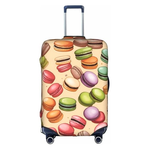 HJLUUFT Reisegepäckhülle mit Macaron-Keksgeschmack, maßgeschneiderte Gepäckabdeckung, personalisieren und finden Sie Ihren Koffer mühelos, Kofferhülle, weiß, L von HJLUUFT