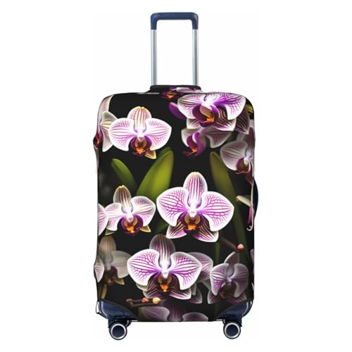 HJLUUFT Reisegepäckhülle mit Orchideen-Druck, Kofferabdeckung, waschbar, kratzfest, Schwarz , XL von HJLUUFT