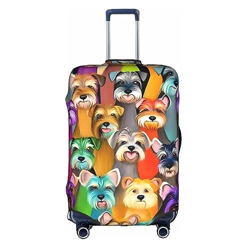 HJLUUFT Stilvolle Gepäckabdeckung mit Schnauzer-Hunden, schützen und personalisieren Sie Ihren Koffer mit TSA-zugelassener Abdeckung, Kofferabdeckungen für Gepäck, Weiss/opulenter Garten, X-Large von HJLUUFT