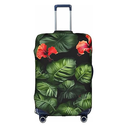 HJLUUFT Stilvolle Gepäckabdeckung mit tropischen Blumen und Blättern – Schützen und personalisieren Sie Ihren Koffer mit TSA-zugelassener Abdeckung, Kofferabdeckungen für Gepäck, Weiss/opulenter von HJLUUFT