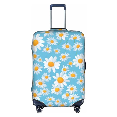 HJLUUFT Weiße Gänseblümchen auf hellblauem Hintergrund, maßgeschneiderte Gepäckabdeckung, personalisieren und finden Sie Ihren Koffer mühelos, Kofferabdeckung, Weiss/opulenter Garten, X-Large von HJLUUFT