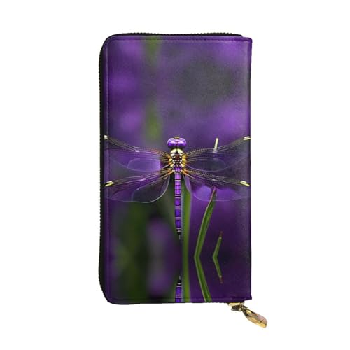 HJLUUFT purple dragonfly Praktische Damen Geldbörse - Schlankes und minimalistisches Kreditkartenetui mit Kunstleder und Metallreißverschluss, Schwarz, Einheitsgröße, Classic von HJLUUFT