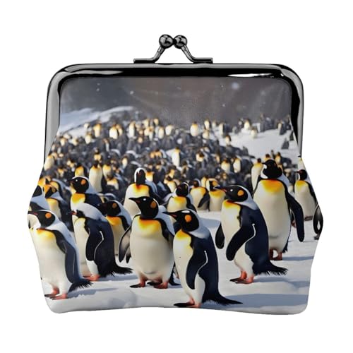 Kleine Geldbörse mit Aufschrift "Happy Penguins", für Damen, Münzgeldbörse für Damen, kleine Damen-Geldbörse, mit Reißverschluss und Kussschloss, Schwarz, Einheitsgröße, Art-Deco, Schwarz , von HJLUUFT