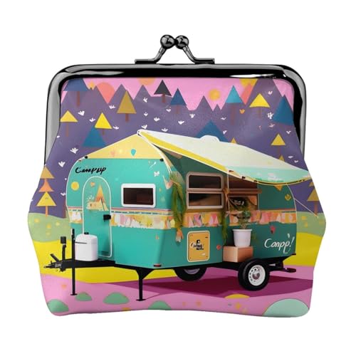 Kleine Geldbörse mit Aufschrift "You Make Me Happy Camper Trailer" für Damen, Münzgeldbörse für Damen, kleine Damen-Geldbörse, mit Reißverschluss und Kussschloss, Schwarz, Einheitsgröße, Art-Deco, von HJLUUFT