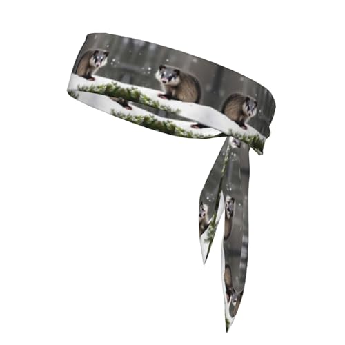 Opossum in Snow Performance Schweißabsorbierendes Stirnband – ideal für Tennis, Laufen, Radfahren – Unisex-Stirnbänder für Damen und Herren von HJLUUFT