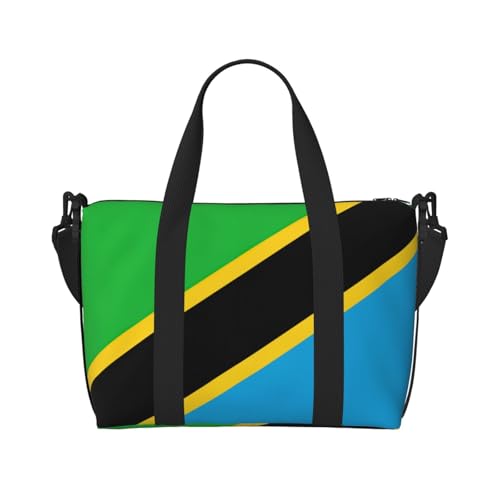 Reisetasche mit Tansania-Flagge, leichte persönliche Gegenstände, Reisetaschen, Turnbeutel für Damen und Herren, Schwarz, Einheitsgröße von HJLUUFT