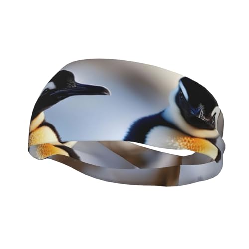 Sport-Stirnband für junge Pinguine mit Schnee, elastisch, atmungsaktiv und schweißableitend, für Damen und Herren von HJLUUFT