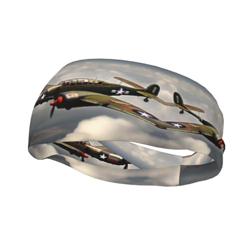 Weltkrieg 2 Flugzeug Flugzeug Ultimate Performance Sport Stirnband – elastisch, atmungsaktiv und schweißableitend für Damen und Herren von HJLUUFT