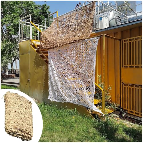 HJRQYP Tarnnetz Bundeswehr, Camouflage Netz, Tarnung Net, Camping Waldlandschaft Garten Party Dekorationen, 210D Oxford Stoff, Beige, 400×500cm(300x800cm/9.8x26.2ft) von HJRQYP