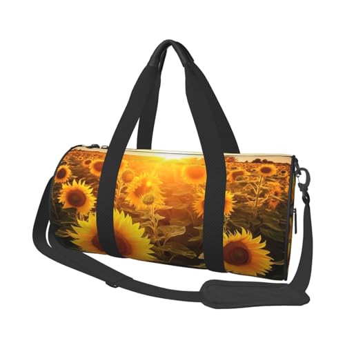 Reisetasche für Damen und Herren, mit Schuhfach, großes Fassungsvermögen, Wochenendtasche, Übernachtungstasche, Sonnenschein, Sonnenblumenfeld, Handgepäcktasche, Sporttasche, Turnbeutel für Reisen, von HJRT