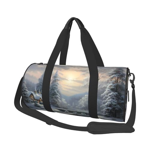 Reisetasche für Damen und Herren, mit Schuhfach, großes Fassungsvermögen, Wochenendtasche, Übernachtungstasche, Winter, Schnee, Handgepäcktasche, Sport, Turnbeutel für Reisen, Yoga, Schwarz , von HJRT