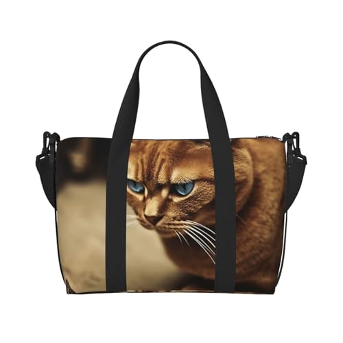 Reisetasche für Damen und Herren, verstellbar, großes Fassungsvermögen, Wochenendtasche, Übernachtungstasche, Handgepäcktasche, wasserdicht, Sport, Turnbeutel für Reisen, Yoga, Lustige braune Katze, von HJRT