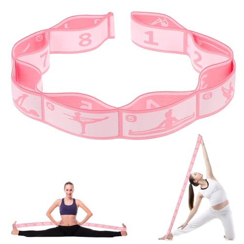 HJZHII Yoga Stretching Band mit 8 Schleifen,Yoga Stretching Strap,Fitnessbänder Band Fitness Stretchband Yoga Band mit Schlaufen Stretch Gurt Hochelastischer Gymnastikband Upgrade Erweitern Spannband von HJZHII