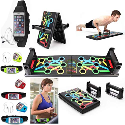 HK Online Hex-Hantel-Set aus Neopren oder Gummi, Gusseisen- oder Vinyl-Kugelhanteln, gewichtete Tasche, Gewichtstraining, Cardio- und Doppelreißverschluss (14-in-1 Push-Up-Board und Gürtel) von HK Online