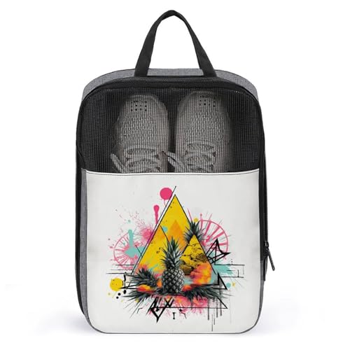 Schuhbeutel für Reisen, Ananas und Dreieck, bedruckter Schuhbeutel für Reisen, wasserdicht, tragbar, Organizer, Sneaker, Reisetasche für Damen und Herren, Ananas und Dreieck, Einheitsgröße, von HKMNTGD