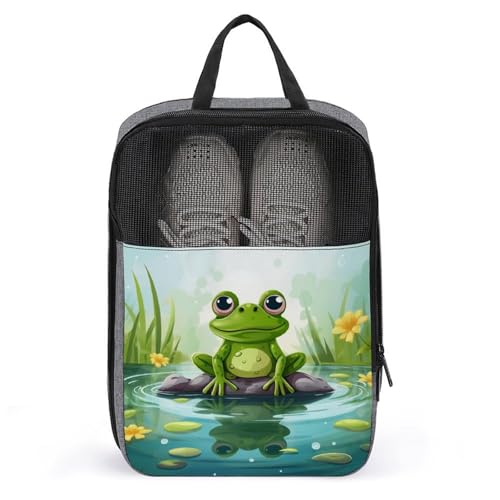 Schuhbeutel für Reisen, Frosch im Teich, bedruckter Schuhbeutel für Reisen, Reise-Schuhtasche, wasserdicht, tragbar, Organizer, Sneaker, Reisetasche für Damen und Herren, Frosch im Teich, von HKMNTGD