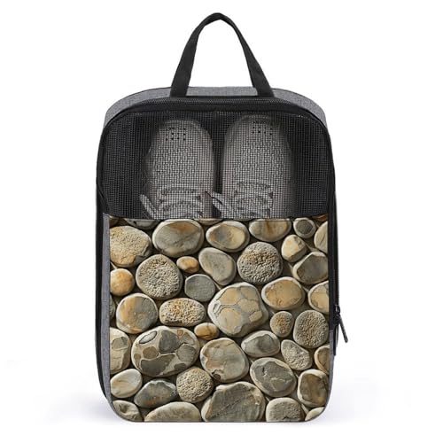 Schuhbeutel für Reisen, glatter runder Rock bedruckter Schuhkoffer für Reisen, Schuhtasche, wasserdicht, tragbar, Organizer, Sneaker, Reisetasche für Damen und Herren, glatter runder Rock, von HKMNTGD