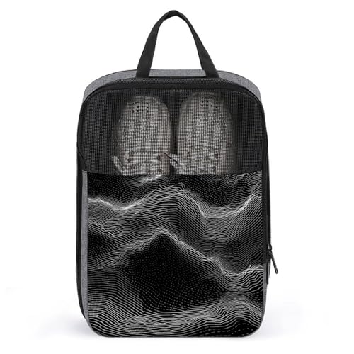 Schuhbeutel für Reisen, weißes Linienmuster, bedruckter Schuhkoffer für Reisen, Schuhtasche, wasserdicht, tragbar, Organizer, Sneaker, Reisetasche für Damen und Herren, weißes Linienmuster, von HKMNTGD