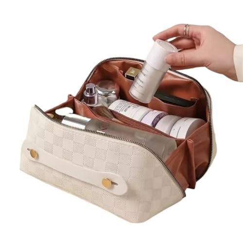 Make up Aufbewahrungstasche Leather Large Capacity Travel Cosmetic Bag Portable Women Makeup Case Waterproof Multifunctional Toiletry Organizer Storage Bag(EIV001-01) von HKYBCF