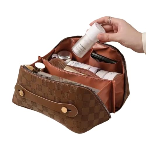 Make up Aufbewahrungstasche Leather Large Capacity Travel Cosmetic Bag Portable Women Makeup Case Waterproof Multifunctional Toiletry Organizer Storage Bag(EIV001-02) von HKYBCF