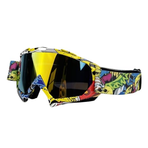 Motorradbrille für Herren, Motocross-Sonnenbrille, Sicherheitsschutz, MX-Nachtsichthelm, Vintage-Fahrbrille (Farbe: 10A-rot) von HLQXHM