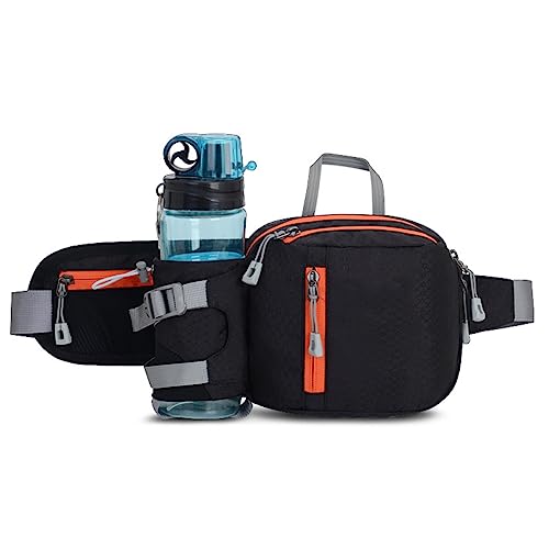 HMAKGG Bauchtasche mit Flaschenhalter Damen und Herren, Nylon Wasserdicht Gurteltasche Lauftasche, Atmungsaktiv Sport Hüfttasche für Outdoors Fitness Laufen Joggen Radfahren, Schwarz HMAKGG Bauchtasche mit Flaschenhalter Damen und Herren, Nylon Wasserdicht Gurteltasche Lauftasche, Atmungsaktiv Sport Hüfttasche für Outdoors Fitness Laufen Joggen Radfahren, Schwarz von HMAKGG