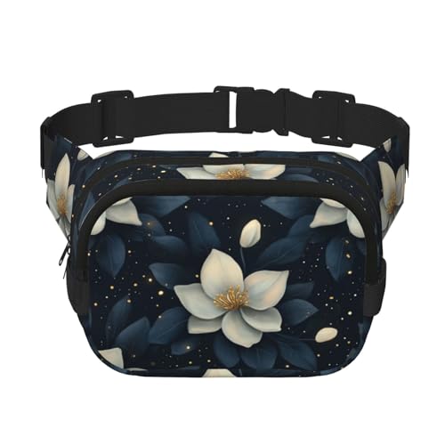 Blooming Flowers – quadratische Bauchtasche mit verstellbarem Schultergurt, perfekt für Outdoor-Sport, Schwarz, Einheitsgröße, Schwarz, Talla única von HMBGFW