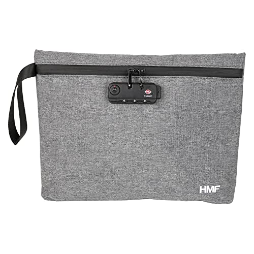 HMF Geruchsdichte Tabaktasche mit TSA Zahlenschloss für Reisen | Größe L | Polyester | Grau von HMF
