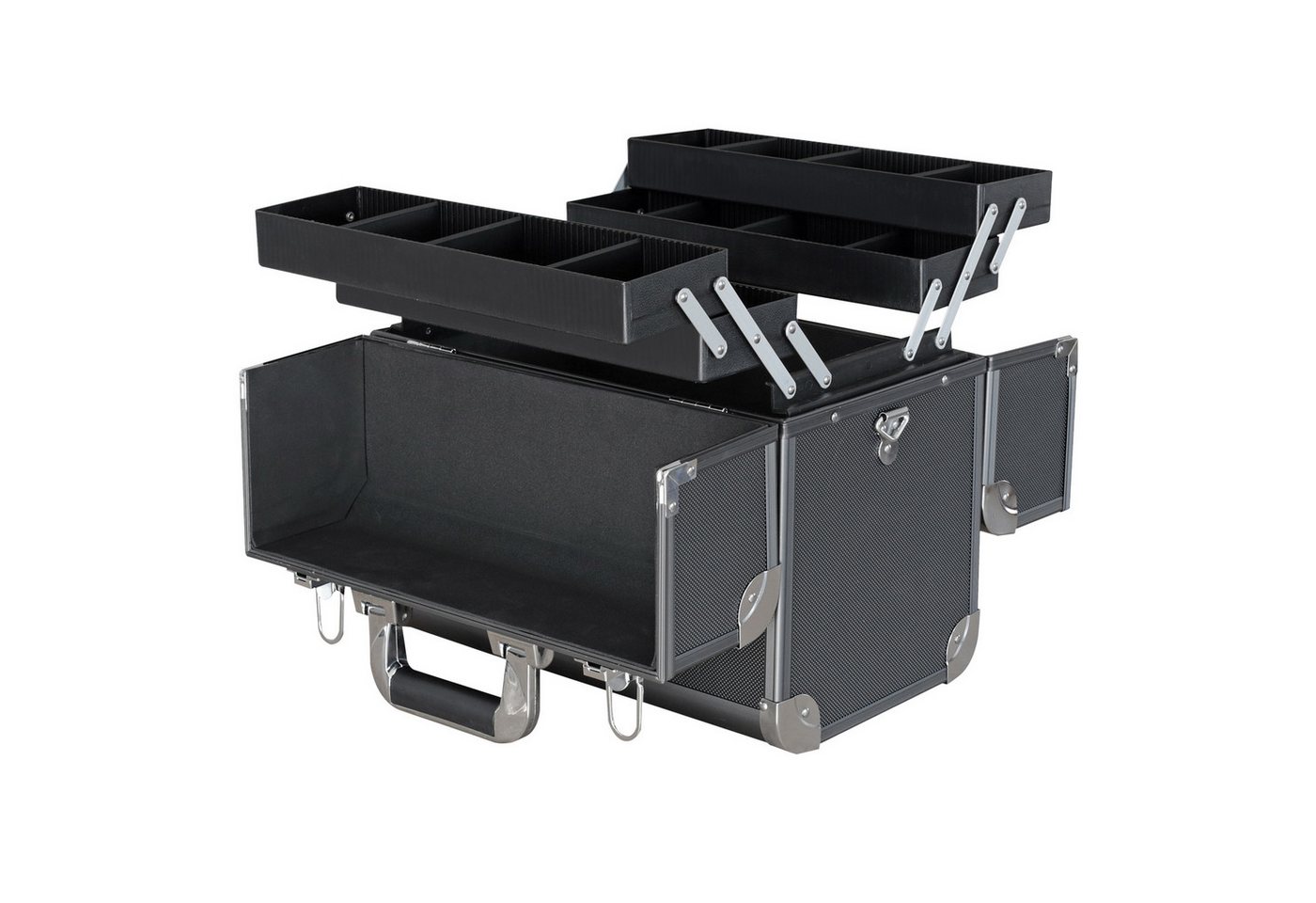 HMF Werkzeugkoffer geräumiger Utensilien Koffer mit Trennwänden, Transportkoffer für Werkzeug, Angel Sachen und Kosmetik, 36,5x35x22 cm von HMF
