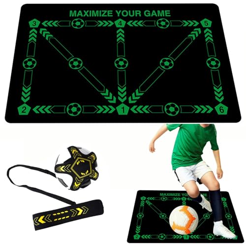 Fußball Dribbling Trainingsmatte, Fußball Schritt Trainingsmatte Sportballkontrolle Schritt Anti Rutsch Matte Innenschalldämmung Kieselalgen Schlamm Fitnessmatte(F,60x90cm/23x35in) von HMGAQNP