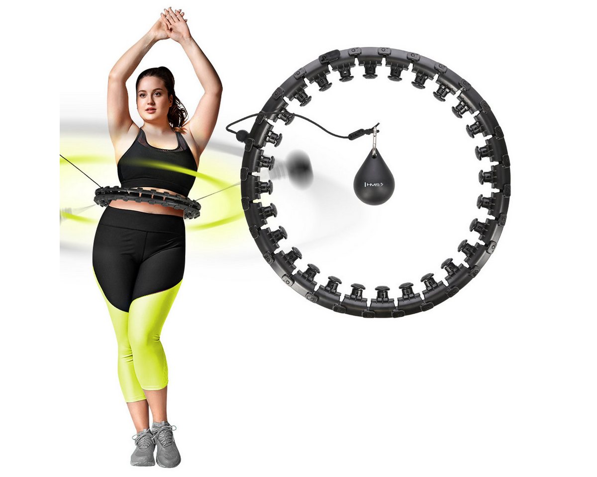 HMS Hula-Hoop-Reifen PLUS Size Hula Hoop mit Gewicht Fitnessgerät Sportgerät Fitnessring, stoßdämpfende Massagepunkte & Schwerkraftball von HMS