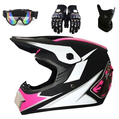 Motocross-Helm für Downhill MX Mountainbike ATV, Motorradhelm und Zubehör für Jungen Schutzbrille Maske Handschuhe(G11,XL (58-59cm)) von HNGKGJBL