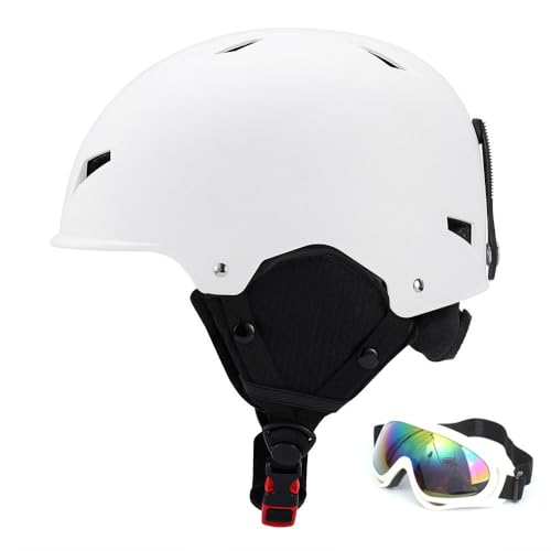 Unisex-Skihelm, Atmungsaktiver Skihelm, Verstellbare GrößE, Snowboardhelm mit ABS-Schale(#2 White,S(48-54CM)) von HNGKGJBL