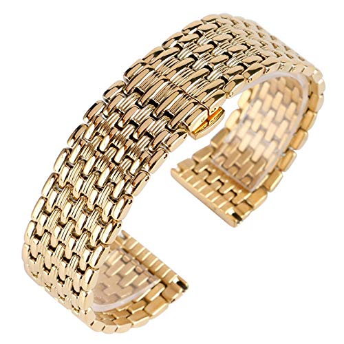 HNGM Uhrenarmband 18mm20mm22mm Gurt Gold Edelstahlband Herren- und Damenuhr Ersatz (Band Width : 18mm) von HNGM