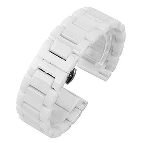 HNGM Uhrenarmband Qualitativ hochwertiger keramisches Uhrenband 14 15 16 16 17 18 19 20 21 22mm schwarz weißer Uhrenband für Männer und Frauen Armband (Band Color : White A, Band Width : 21mm) von HNGM