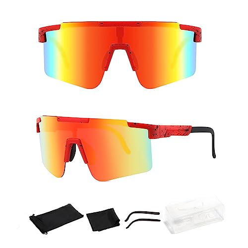 Fahrradbrille Polarisierte Sonnenbrille,Polarisierte UV400 Schutzbrille Radsportbrille,Trendige Fahrradbrille für Outdooraktivitäten Wie Radfahren Laufen Klettern Angeln Golf Skifahren(Orange Gefärbt) von HNLMZ