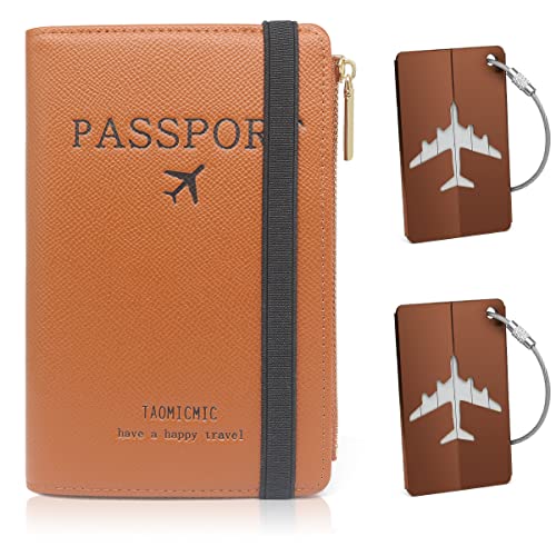 HNOOM Reisepasshülle, Premium PU Leather Passport Cover mit RFID Blockier, 1PCS Reisepass Organizer & 2PCS Kofferanhänger, Schutzhülle Reisepass für Kreditkarten, Ausweis und Reisedokumente (Braun) HNOOM Reisepasshülle, Premium PU Leather Passport Cover mit RFID Blockier, 1PCS Reisepass Organizer & 2PCS Kofferanhänger, Schutzhülle Reisepass für Kreditkarten, Ausweis und Reisedokumente (Braun) von HNOOM