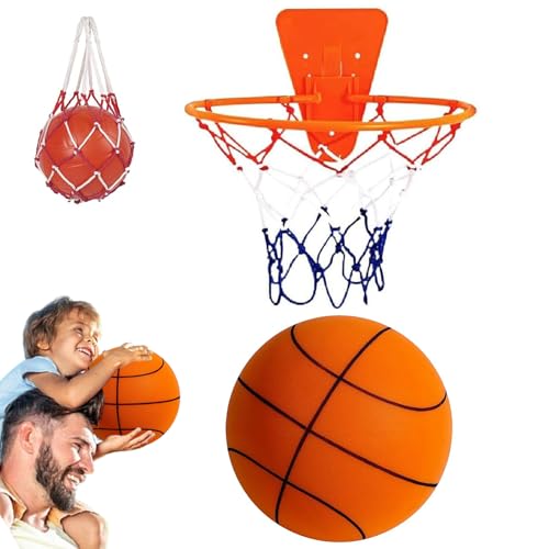 Leises Basketball Und Korbset, Wandmontierter Leiser Basketball Korb Indoor Kinder, GeräUschloser Elastischer Schaumstoffball FüR üBungen Und AktivitäTen Zu Hause (*A,S) von HNTKGME