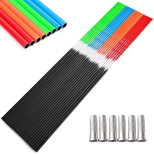 HNZMDY Bogenschießen 30 Zoll Carbon Pfeilschäfte ID 6,2 mm 500 Spine Pfeil Schaft mit Aluminiumeinsätzen DIY Carbonpfeile Bogenpfeile für Recurvebogen Compoundbogen Schießen (24, Grün) von HNZMDY