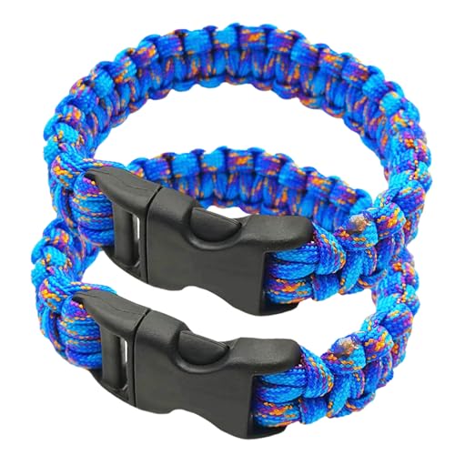 HNsdsvcd Taktisch geflochtene Paracord-Armbänder, Survival-Kordel, Notfall-Armband, Outdoor-Zubehör, für Damen und Herren, 2 Stück von HNsdsvcd