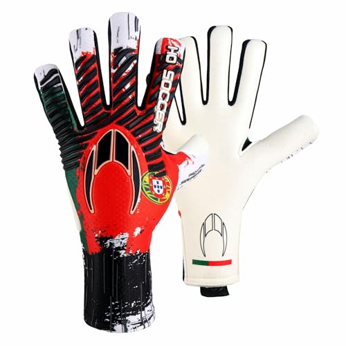 HO Soccer Pro Evolution Squadra Negative Portugal Torwarthandschuhe, Unisex, Erwachsene, Grün/Rot, 8,5 von HO Soccer