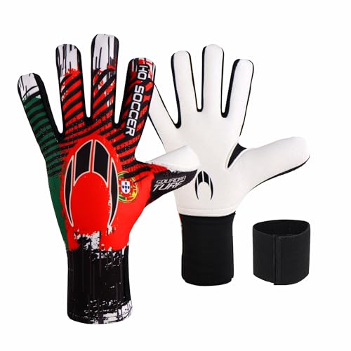 HO Soccer Squadra Turf Negative Portugal Torwarthandschuhe, Unisex, Erwachsene, Grün/Rot, 7 von HO Soccer