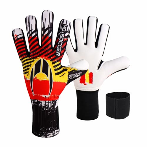 HO Soccer Squadra Turf Negative Spain Torwarthandschuhe, Unisex, Kinder, Rot/Gelb, Größe 4 von HO Soccer