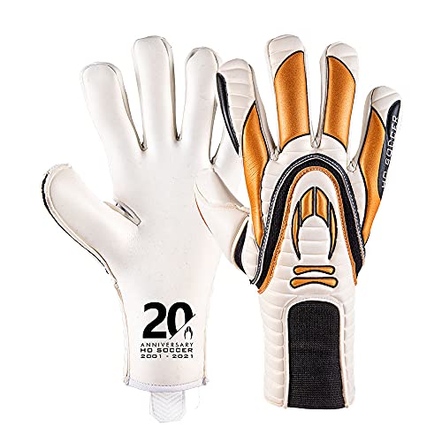 HO Soccer Enigma Special Edition Black/Gold Torwarthandschuhe, Unisex Erwachsene, Weiß/Gold, 10 von HO Soccer