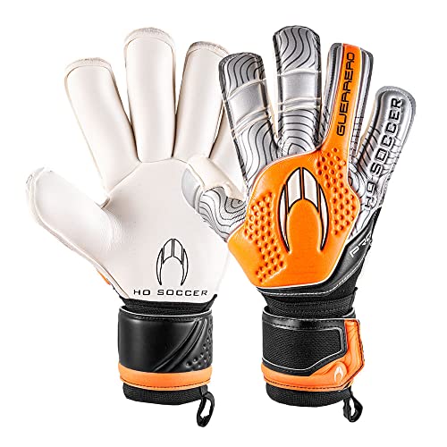 Ho Soccer Guerrero Pro Roll Finger Metal Orange Torwarthandschuhe, Unisex, Erwachsene, Orange/Silber, 7,5 von HO Soccer